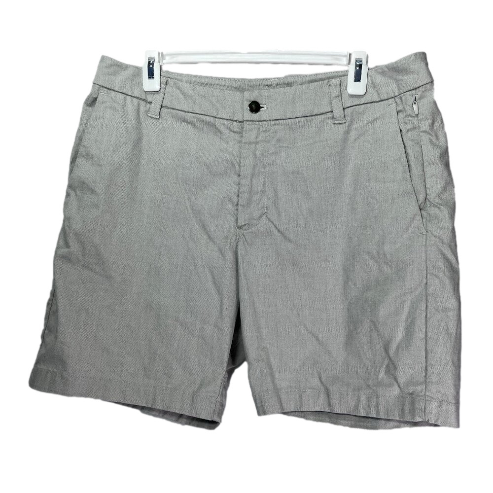 Lululemon Men's Commission Shorts 7" Oxford Chambray/White Sz 32, Actual 33" EUC